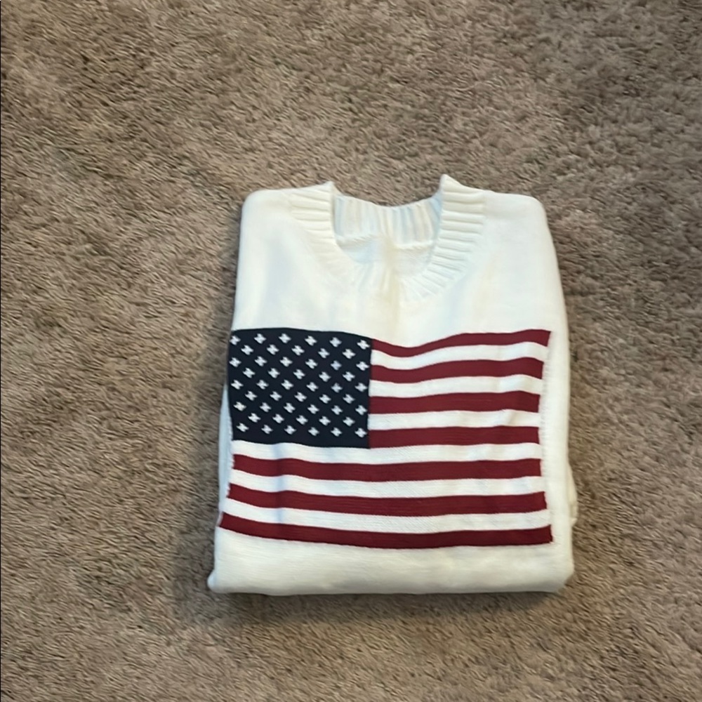 Patriotic Flag Sweater in Cream
